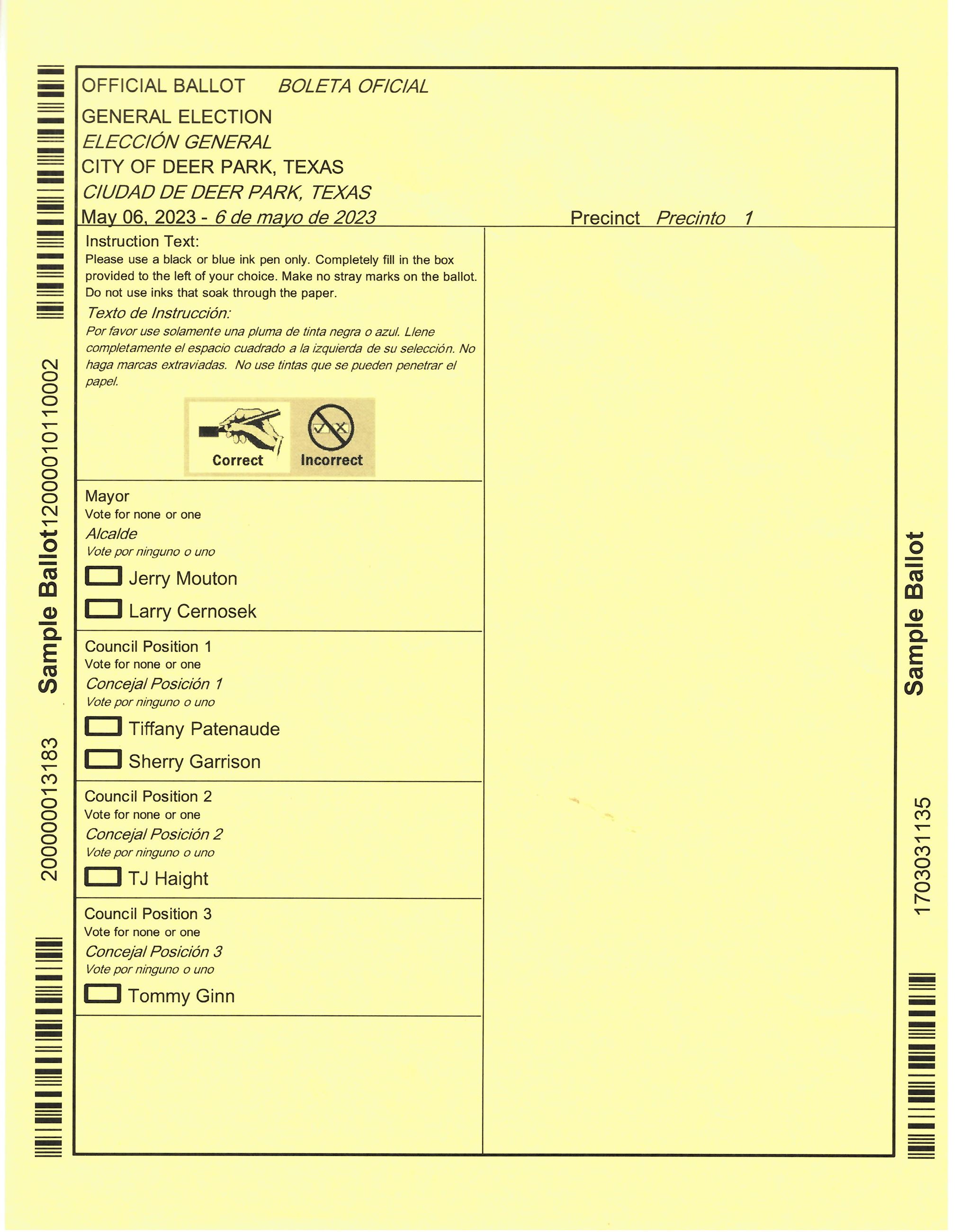 Sample Ballot  Boleta