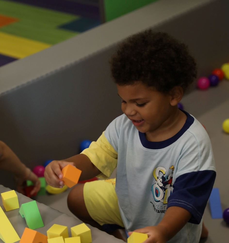 Boy playing with blocks